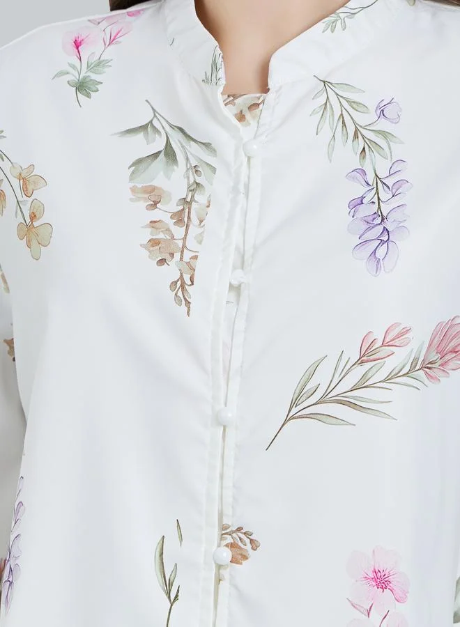 Styli  White Floral Print Top and Maxi Skirt Co-ords for Women | Best Price UAE